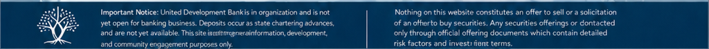 United Development Bank organizational and securities notice